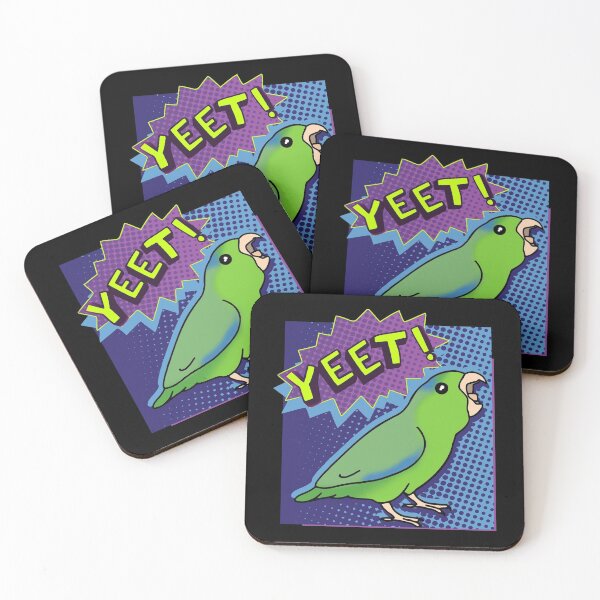 Item preview, Green Parrotlet Screaming YEET - comic style designed and sold by FandomizedRose.