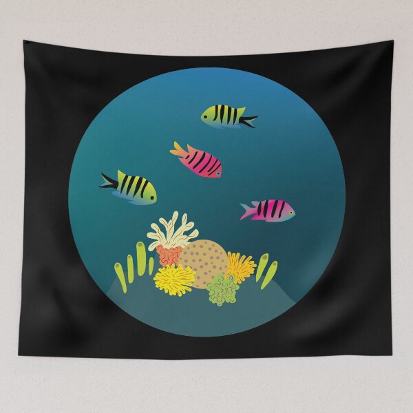 Aperçu de l'œuvre  idée cadeau plongeur poissons créée et vendue par Catcrea.