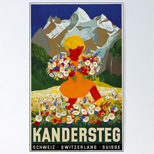 Item preview, Kandersteg vintage travel poster designed and sold by stickart-marek.