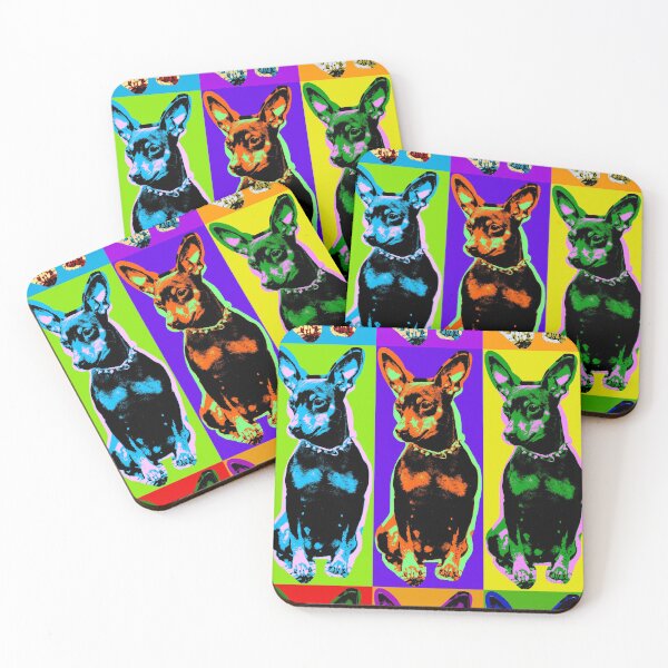 Item preview, Poster with portrait of a miniature pinscher dog in pop art style designed and sold by anytka.