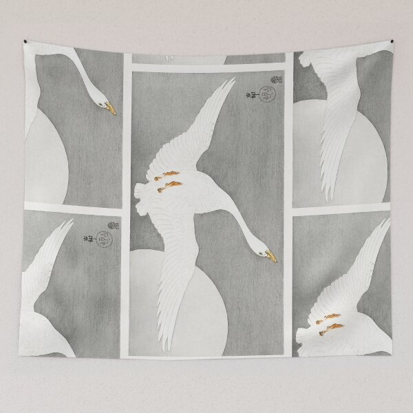 Item preview, Swan oriental artwork designed and sold by Vintage Designs +.