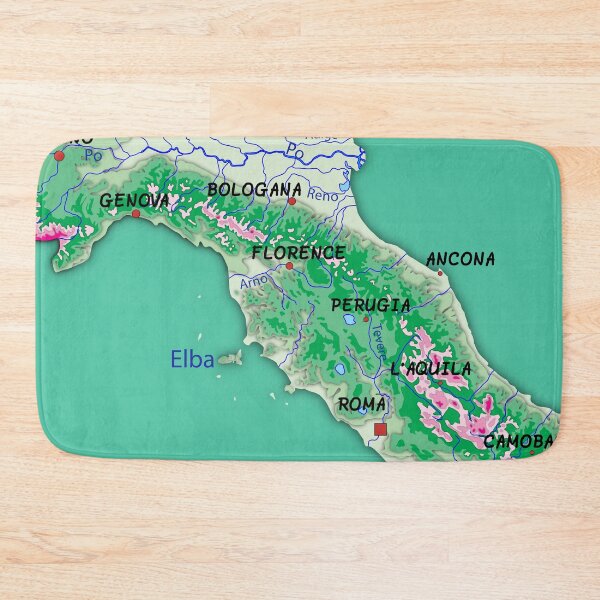 Item preview, map of ITALY with relief topographic map of ITALY with Capital and Major cities Lakes and Rivers designed and sold by mashmosh.