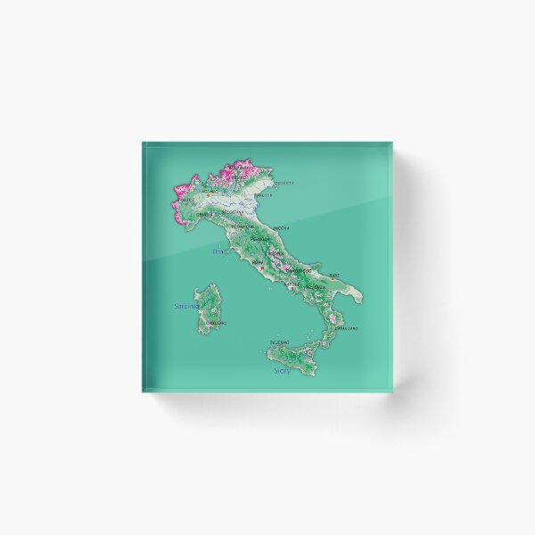 Item preview, map of ITALY with relief topographic map of ITALY with Capital and Major cities Lakes and Rivers designed and sold by mashmosh.