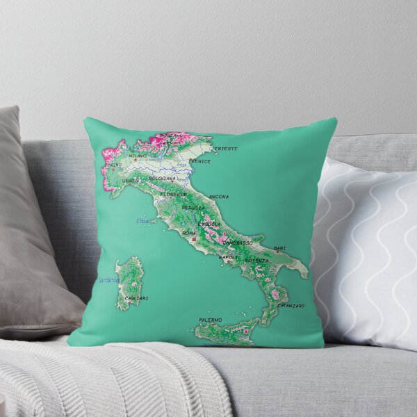 Item preview, map of ITALY with relief topographic map of ITALY with Capital and Major cities Lakes and Rivers designed and sold by mashmosh.
