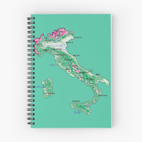 Item preview, map of ITALY with relief topographic map of ITALY with Capital and Major cities Lakes and Rivers designed and sold by mashmosh.