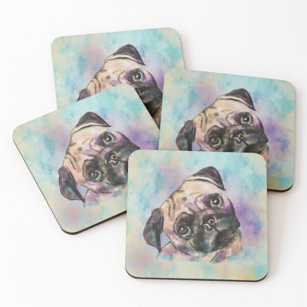 Item preview, Pug dog Watercolor Portrait designed and sold by k9printart.