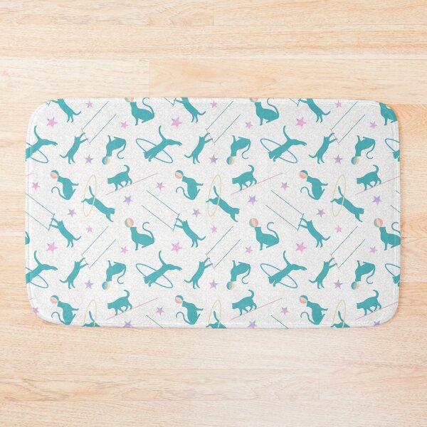 Item preview, Acrobatic Cats in Teal & White designed and sold by The Wellington Boot.