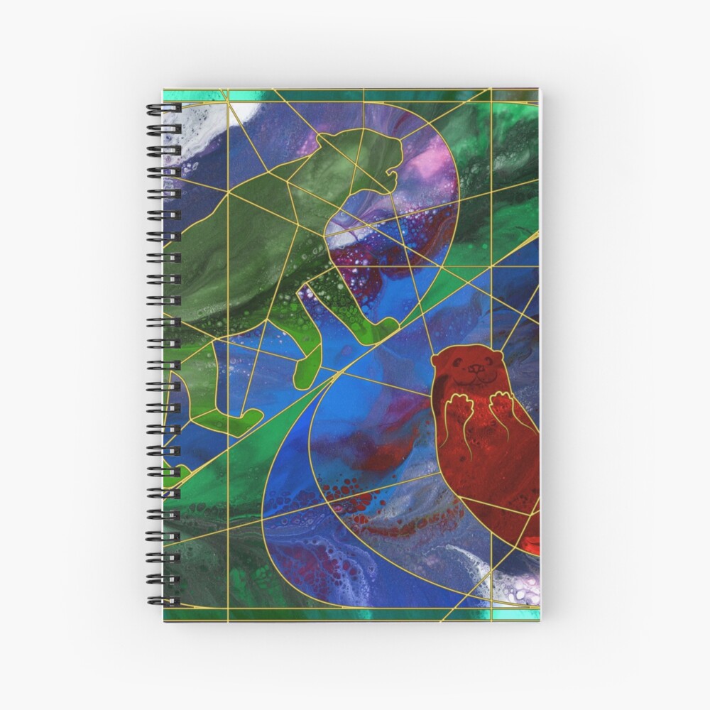 Panther and Otter Stained Glass Window Spiral Notebook