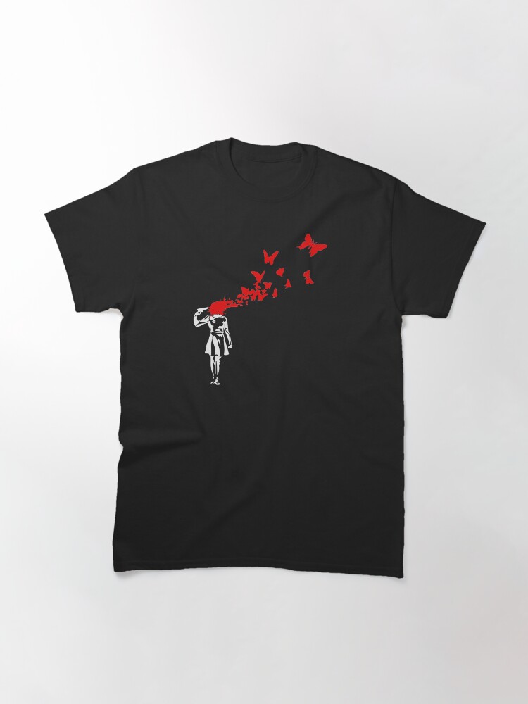 Alternate view of Banksy - Girl Shooting Her Head With Butterfly Design, Streetart Street Art, Grafitti, Artwork, Design For Men, Women Classic T-Shirt