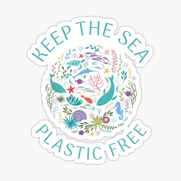 Keep the Sea Plastic Free Cute Marine Sea Life Sticker