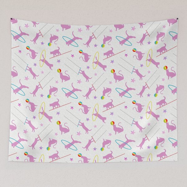 Item preview, Acrobatic Cats in Pink & White designed and sold by The Wellington Boot.