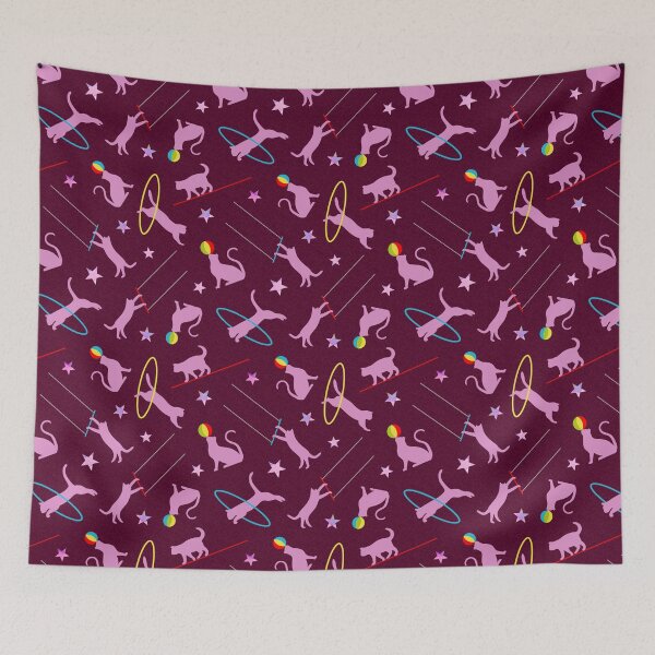 Item preview, Acrobatic Cats in Dark Pink designed and sold by The Wellington Boot.