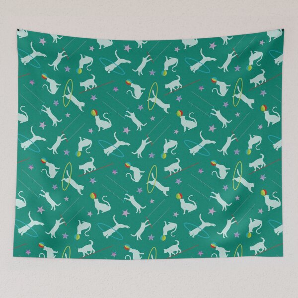 Item preview, Acrobatic Cats in Green designed and sold by The Wellington Boot.