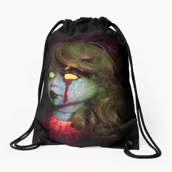 Lady Scream Zombie Horror Doll Head Light Drawstring Bag