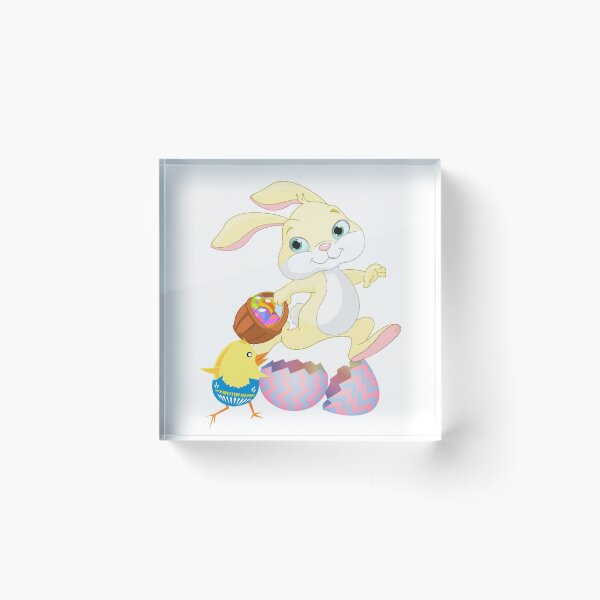 Item preview, Running Bunny and Chick with Easter Eggs designed and sold by TigsArts.