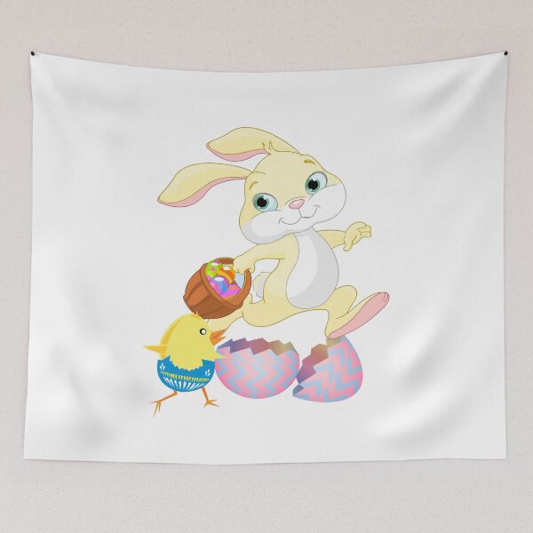Item preview, Running Bunny and Chick with Easter Eggs designed and sold by TigsArts.