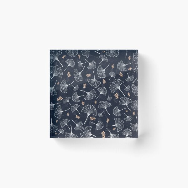 Item preview, navy modern ginkgo pattern designed and sold by WorldofJayDesign.
