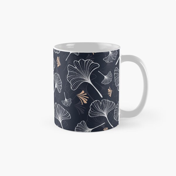 Item preview, navy modern ginkgo pattern designed and sold by WorldofJayDesign.