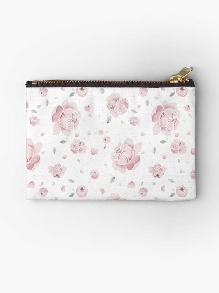 Zipper Pouch, Pink Peonies designed and sold by Sandramartins