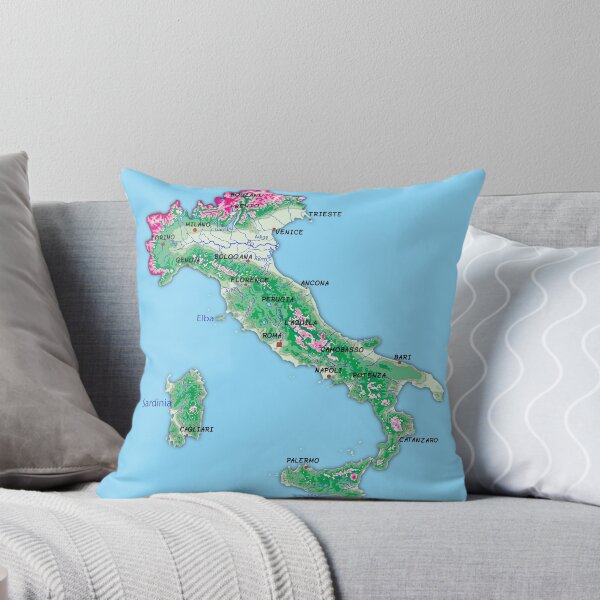Item preview, ITALY detailed physical map topographic map of ITALY with Country Borders, Capitals and Major Lakes and Rivers designed and sold by mashmosh.