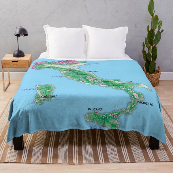 Item preview, ITALY detailed physical map topographic map of ITALY with Country Borders, Capitals and Major Lakes and Rivers designed and sold by mashmosh.
