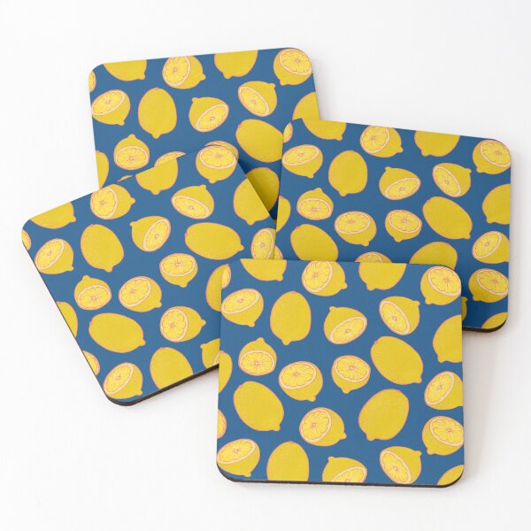 Item preview, Juicy Yellow Lemons Pattern on Classic Blue designed and sold by carabara.
