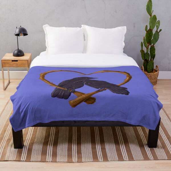 Kissing Crows Throw Blanket