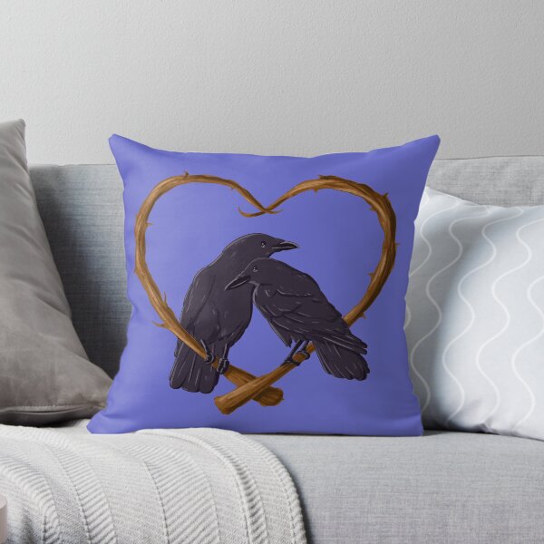 Kissing Crows Throw Pillow