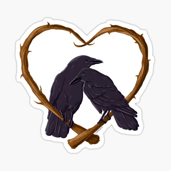 Kissing Crows Sticker