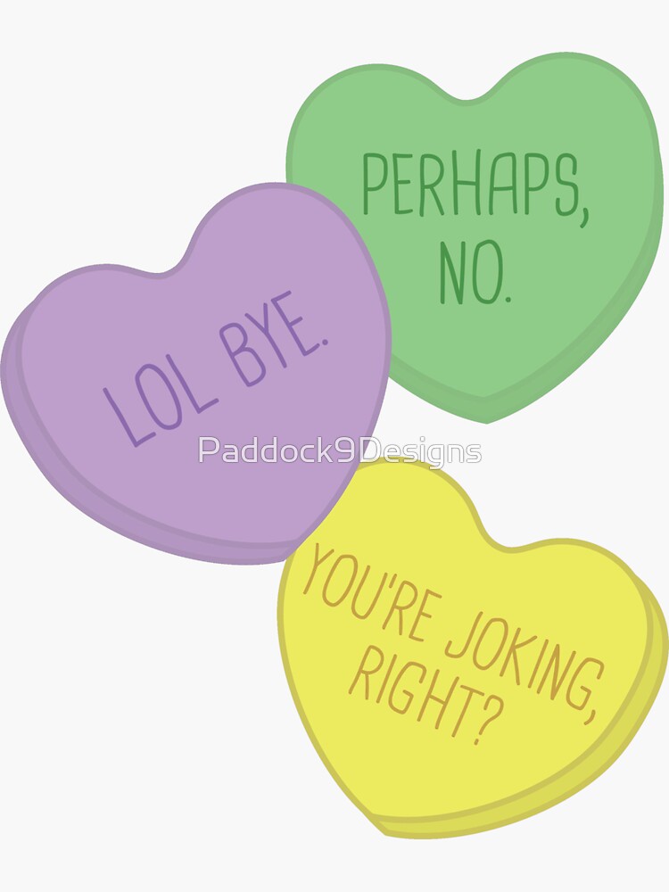 Rude Candy Hearts Sticker By Paddock9designs Redbubble