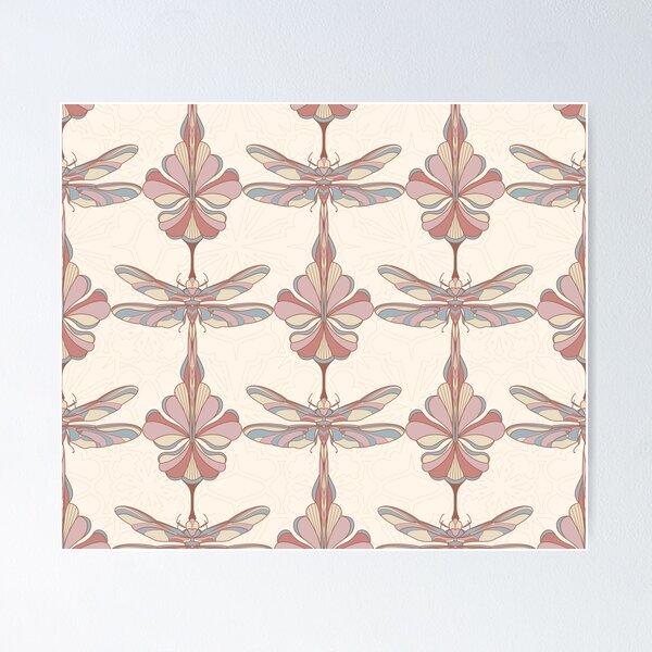 Item preview, Cream Dragonflies and Flowers designed and sold by Carolina Diaz.