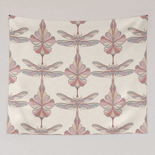 Item preview, Cream Dragonflies and Flowers designed and sold by Carolina Diaz.