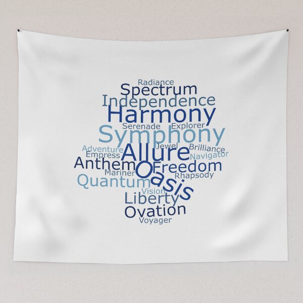 Item preview, All Royal Caribbean cruise ships in a word cloud designed and sold by WorldRoverShirt.