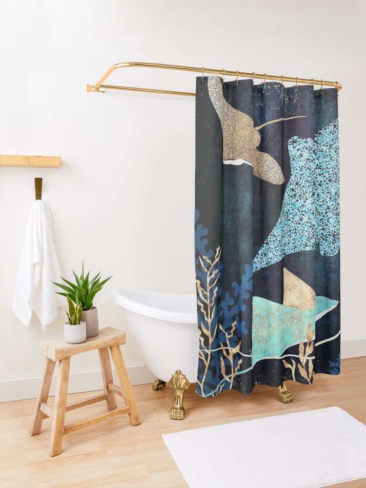 Alternate view of Metallic Stingray II Shower Curtain