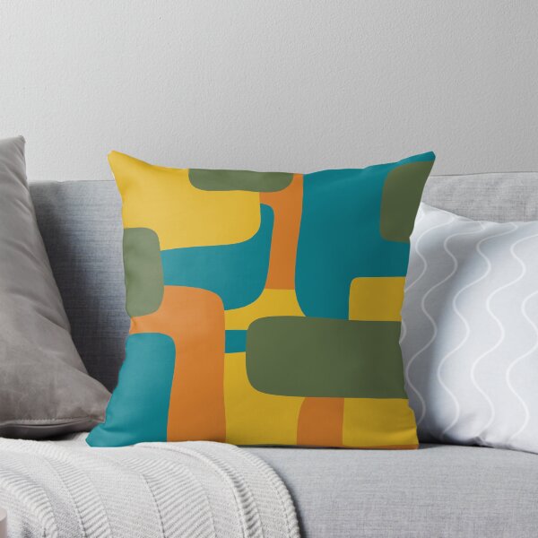 Item preview, Deconstructed Quilt Modern Minimalist Pattern in Teal, Green, Orange, and Mustard designed and sold by kierkegaard.