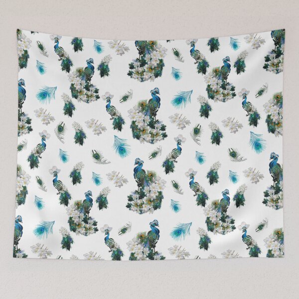 Item preview, Repeat Pattern of Peacocks, Feathers and Flowers designed and sold by NadineMay.