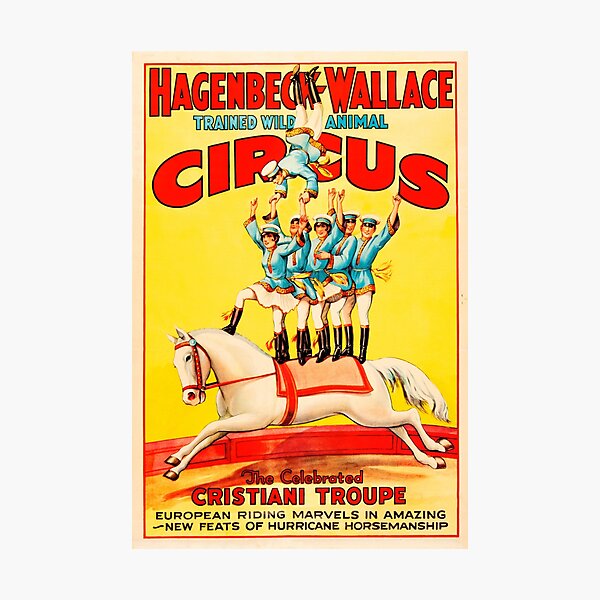Item preview, HAGENBECK WALLACE TRAVELLING CIRCUS Wild Animal Acrobatics Vintage Advert designed and sold by retroposters.