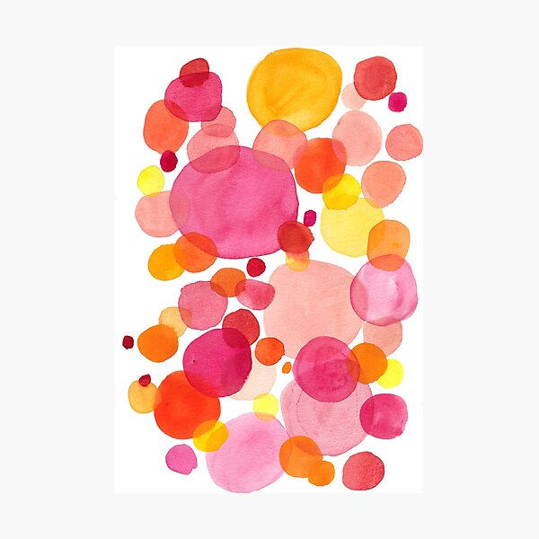 Petals, watercolor drops on vibrant spring colors Photographic Print