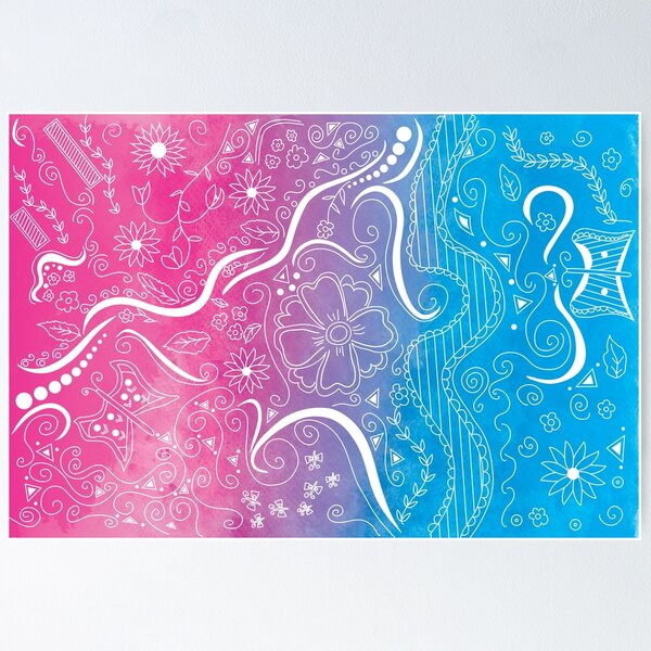 Item preview, Pink & Blue Swirly Floral Dream designed and sold by jainadesign.