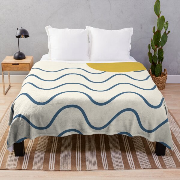 Item preview, Minimalist Abstract Sun and Ocean Waves Landscape in Blue and Yellow designed and sold by JuneJournal.