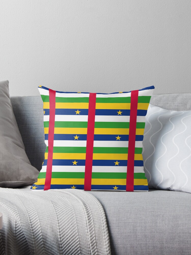 Aperçu 1 sur 3. Coussin avec l'œuvre Drapeau de la République centrafricaine créée et vendue par Shorlick.