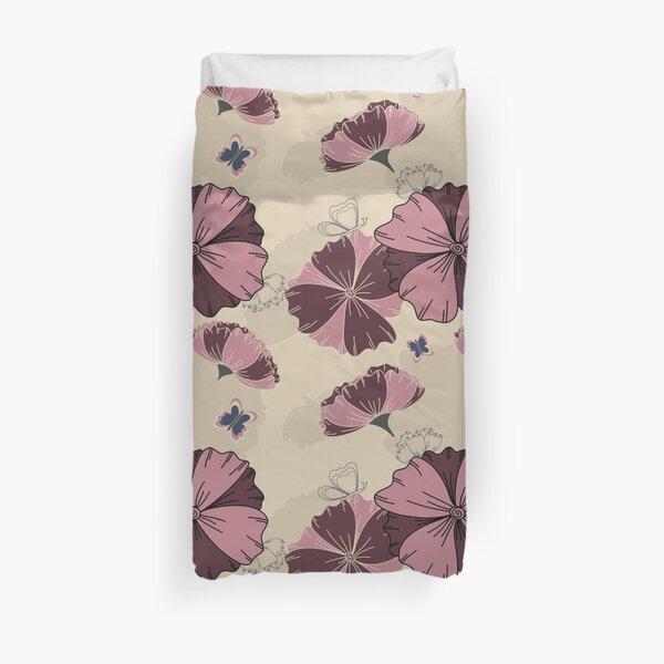 Floral Butterfly Collection Spring Seamless Surface Pattern Duvet Cover