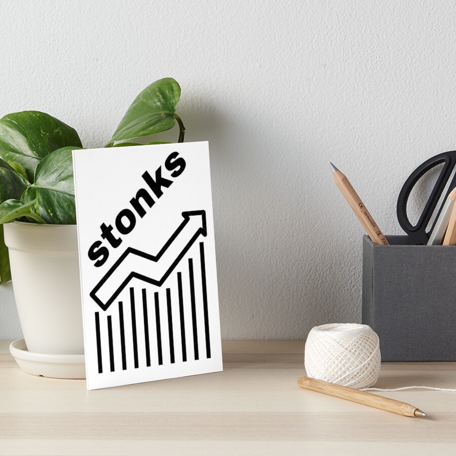 Stonks Meme Art Board Print For Sale By Riveofficial Redbubble