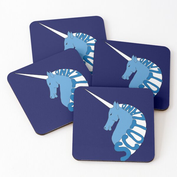 Item preview, BLUE AND WHITE SCOTTISH UNICORN WITH SCOTLAND TEXT MANE designed and sold by MacPean.