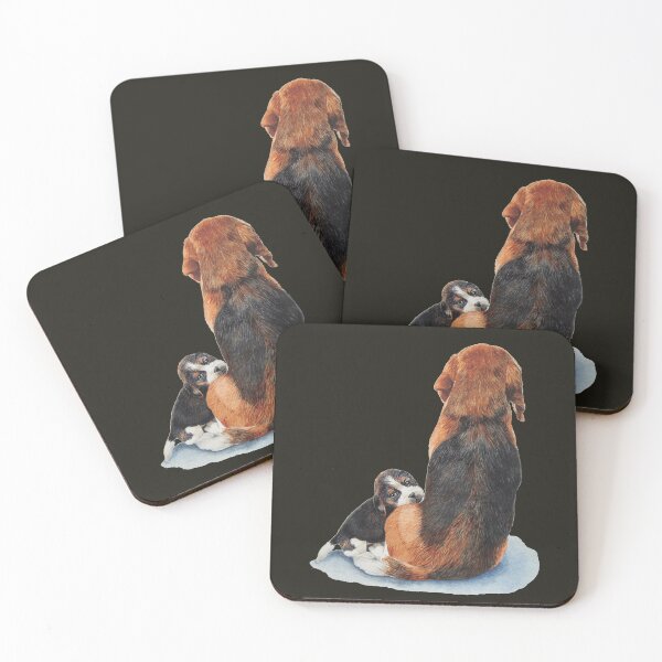 Item preview, cute puppy beagle cuddling mum dog designed and sold by pollywolly.