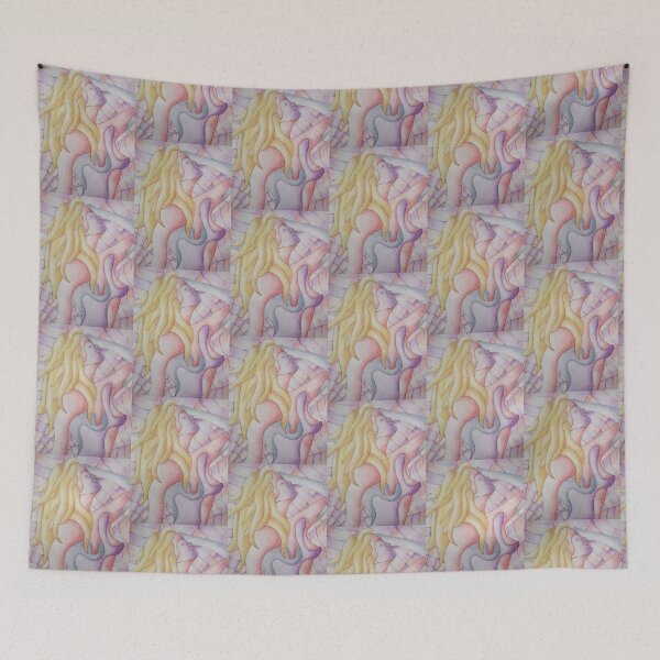 Item preview, blonde girl posing retro style abstract art designed and sold by pollywolly.