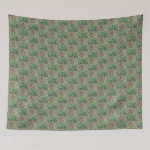 Item preview, imagen retro dama posando en bloques de colores abstractos designed and sold by pollywolly.