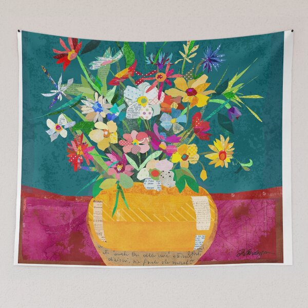 Item preview, Whimsical Collage Flower Pot Still Life Fine Art Wall Decor Print for Living Rooms, Bedroom, Kitchens & More designed and sold by traciwithani.