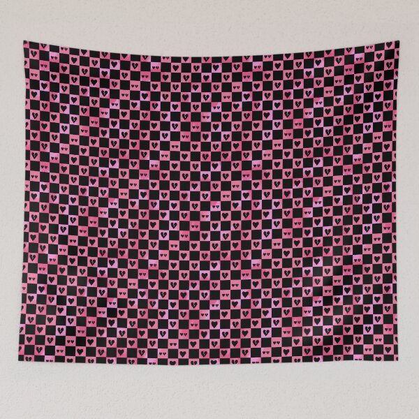 Item preview, Black Hearts Checkered Pattern designed and sold by RoserinArt.