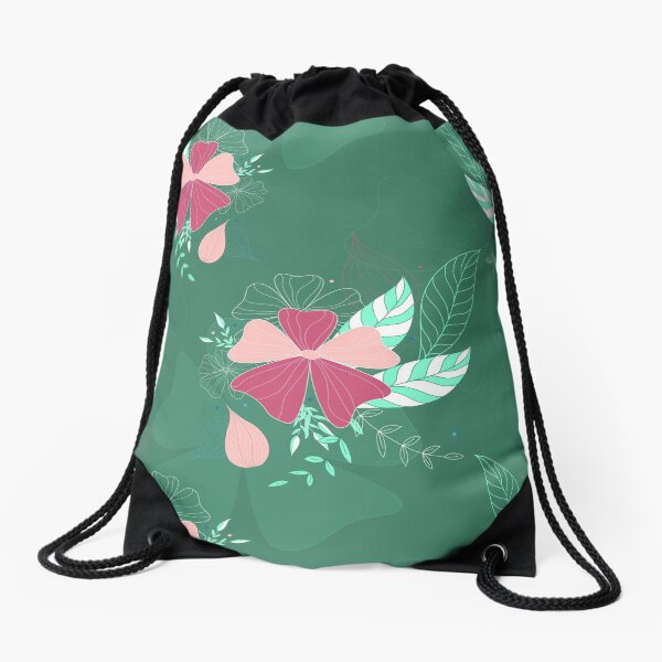 Aleiah Flower Collection Spring Seamless Surface Pattern Drawstring Bag